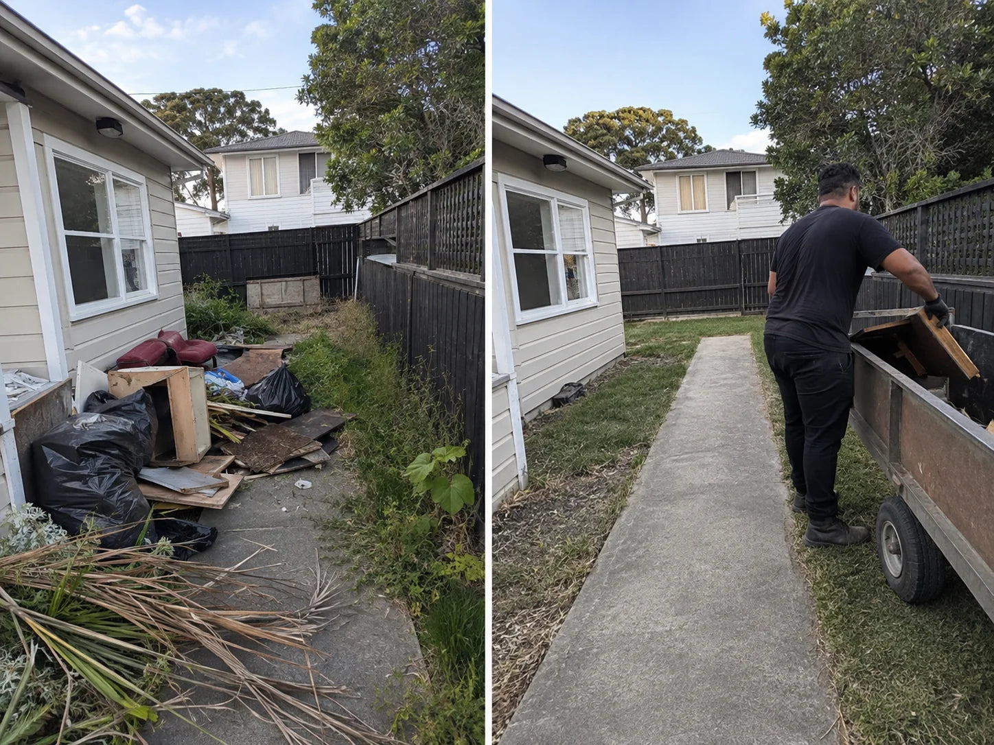 Representative property waste clean-out before and after